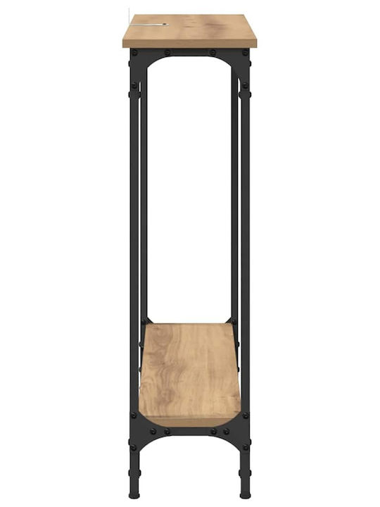 Metal Console Table Artisan Oak L75xW22.5xH75cm