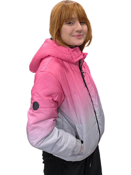 Kurz Damen Puffer Jacke für Winter Rosa
