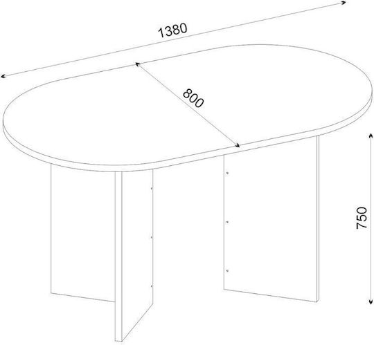 Cortado Masă Ovală Pentru Sala De Mese Din Lemn Nuanță De Stejar Sapphire 138x80x75cm