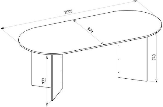 Cortado Τραπέζι Τραπεζαρίας Ξύλινο Sapphire Oak 200x90x74εκ.