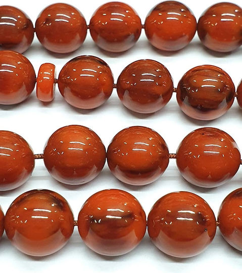 Roloi Komboloi Mastic Worry Beads with 33 Beads Orange 35cm