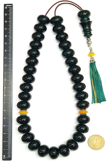 Roloi Komboloi Mastic Worry Beads with 33 Beads Green 38cm