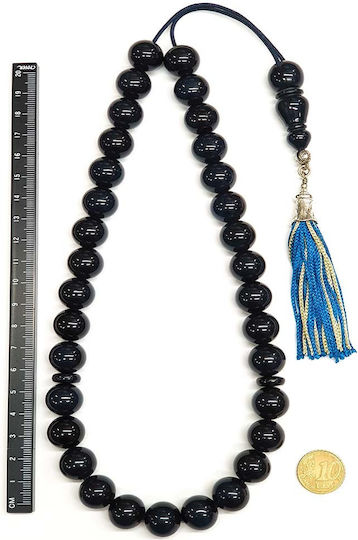 Roloi Komboloi Mastic Worry Beads with 33 Beads Blue 46cm