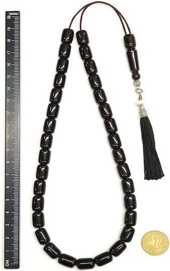 Roloi Komboloi Mastic Worry Beads with 33 Beads Black 40cm