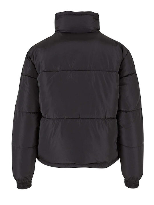 Retro Essential Κοντό Γυναικείο Puffer Μπουφάν για Χειμώνα Μαύρο