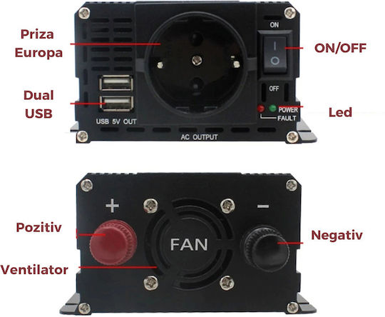 Invertor Auto Modificat Sine Wave 2600W pentru Convertirea 24V DC în 220V AC