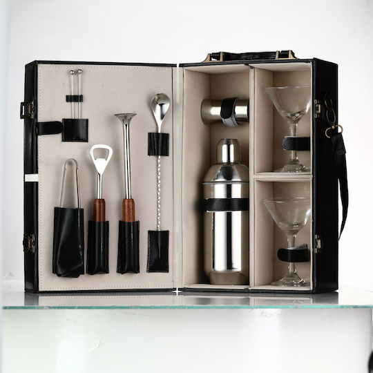 Arvada Set Portabil Shakerpro Cocktail 16 Bucăți Oțel Inoxidabil Cutie Specială Accesorii Multiple Pentru Barmani Acasă Utilizare Profesională Cadou Ideal Negru