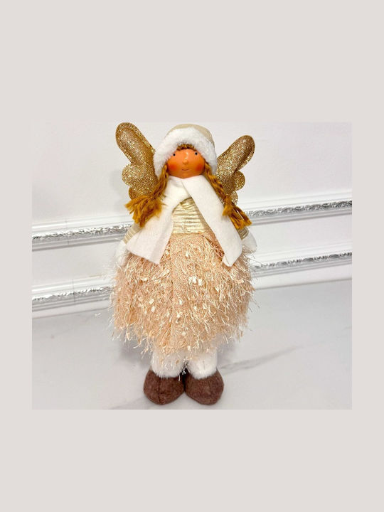 Păpușă Elf Decorativ Temă De Iarnă Costum De Înger 30 Cm Roz-Auriu
