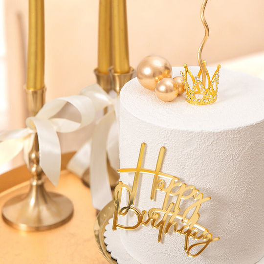 Party Pal Decorațiune Tort Coroană Metalică Mini Aurie Cu Strasuri