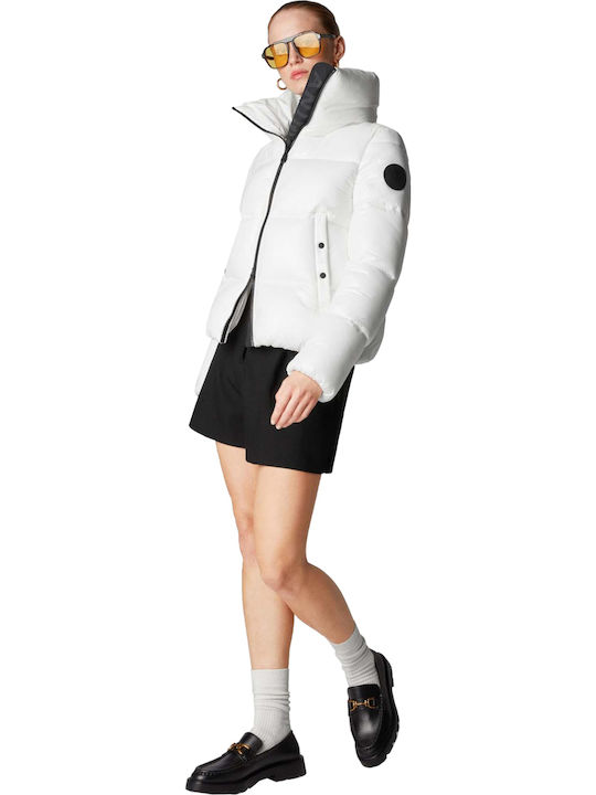 Women's Short Puffer Jacket for Winter White