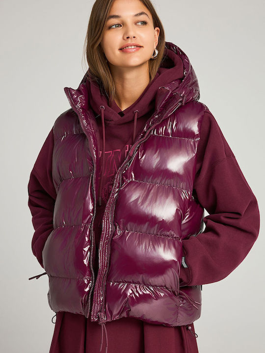 Jachetă de femei Fără mâneci Puffer Burgundy