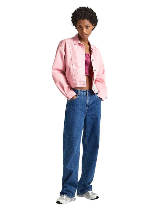 Turner Women's Short Jean Jacket for Spring or Autumn Pink