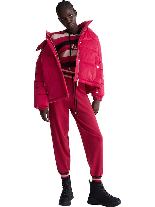 Scurtă Jachetă de femei Puffer Fuchsia