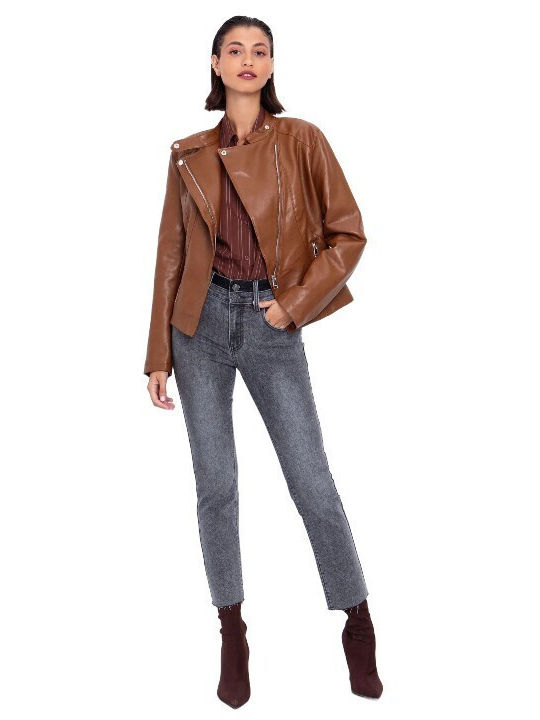 Damen Bikerjacke Braun