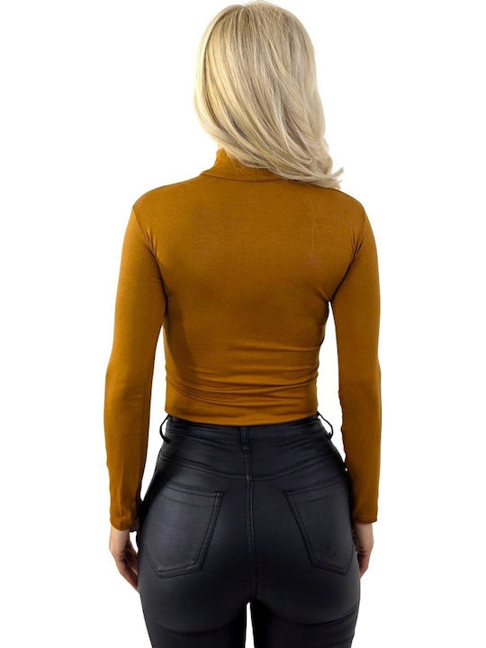 Γυναικείο Μακρυμάνικο Πουλόβερ Ζιβάγκο Caramel Brown
