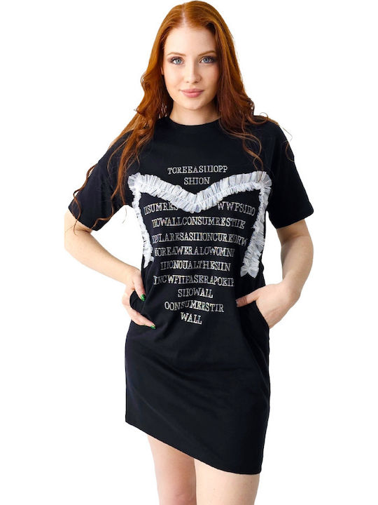 Sommer Mini Damenkleid Schwarz
