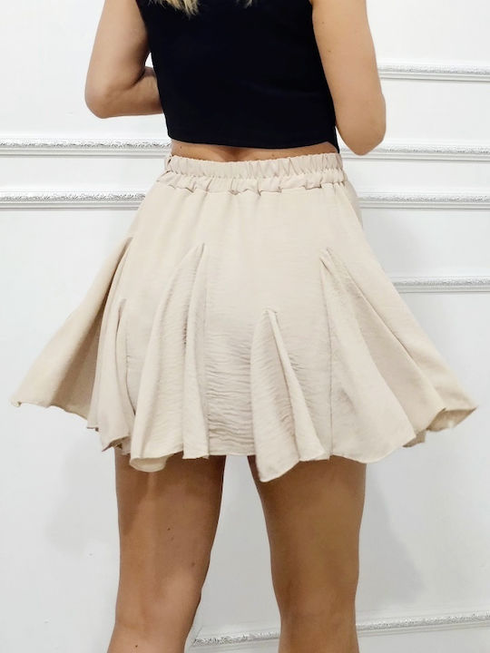 Plisat Mini Fustă Cream