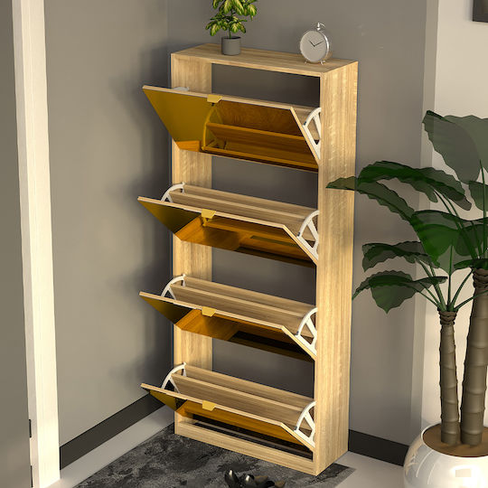 Brauner Schuhschrank aus Holz mit Klappfächern B63xT24xH150 cm