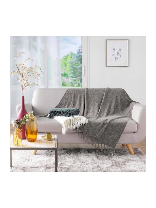 Douceur d'Intérieur Green Sofa Blanket with Fringes 125x150cm