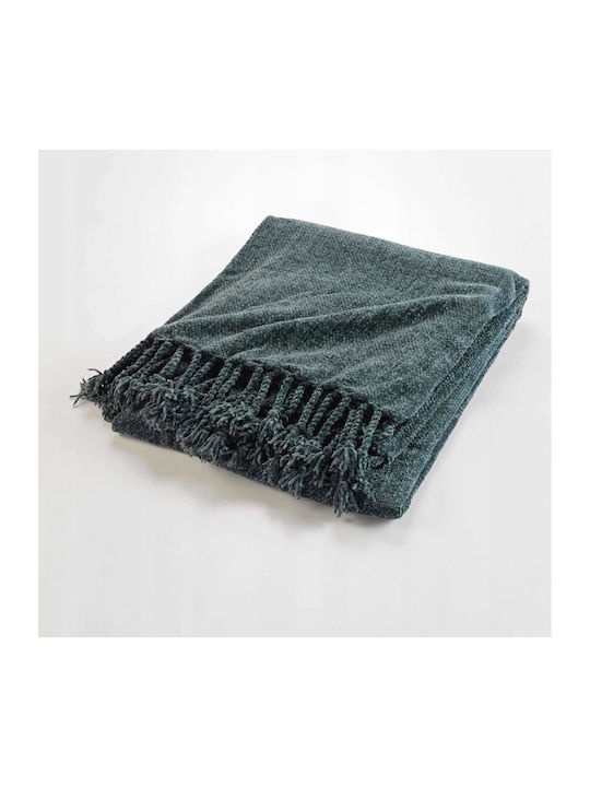 Douceur d'Intérieur Green Sofa Blanket with Fringes 125x150cm
