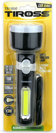 Tiross Flashlight LED with Maximum Brightness 180lm Black
