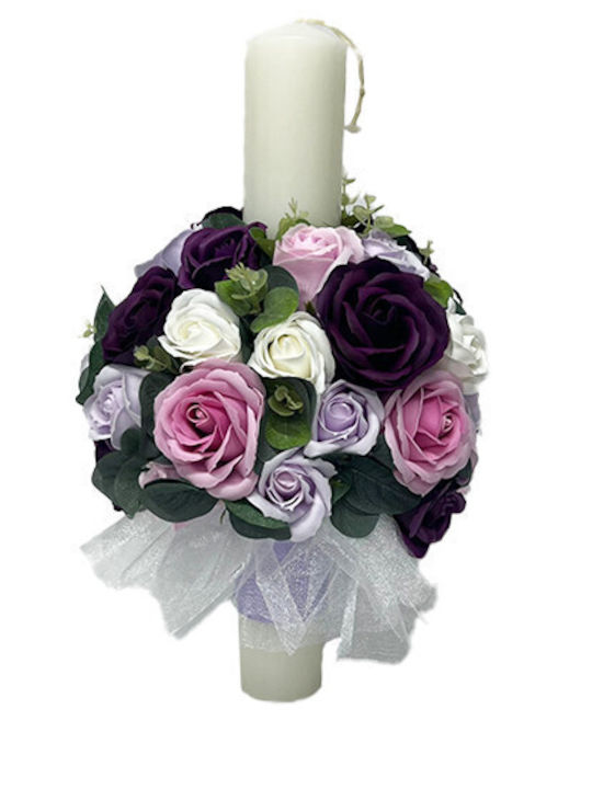 Wedding Candle Roses Eucalyptus