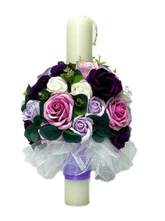 Wedding Candle Roses Eucalyptus