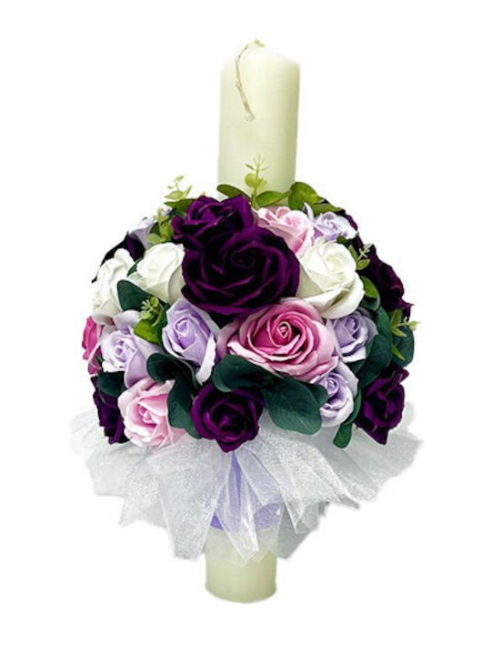 Wedding Candle Roses Eucalyptus