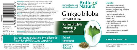 Ginkgo Biloba 60mg Rotta Natura 30 Capsule