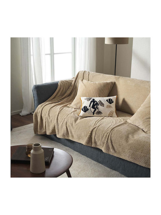 Gofis Home Ριχτάρι Πολυθρόνας Fleece 180x180εκ. Cinnabar Sesame Beige 115/06