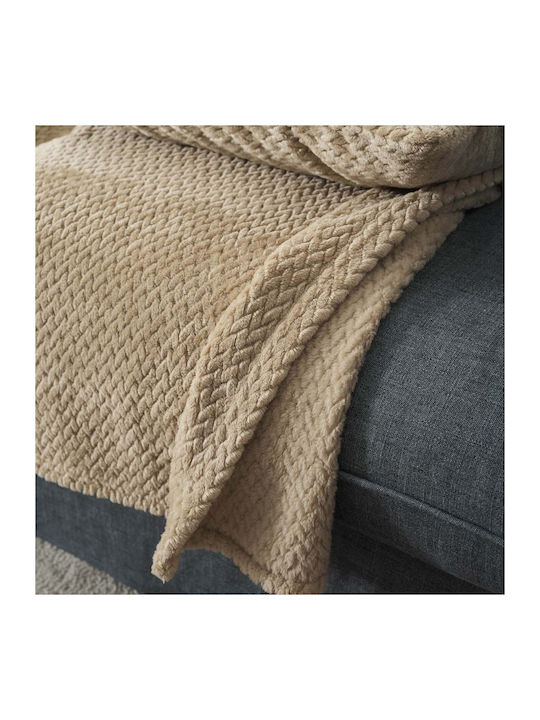 Gofis Home Ριχτάρι Πολυθρόνας Fleece 180x180εκ. Cinnabar Sesame Beige 115/06