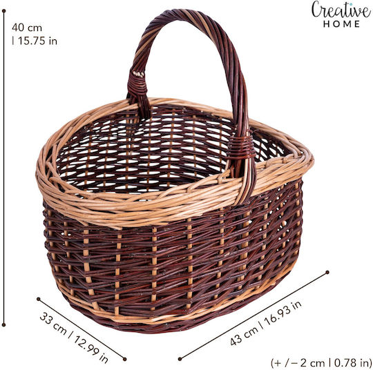 Creative Decorative Basket Wicker with Handles Beige 43x33x40cm
