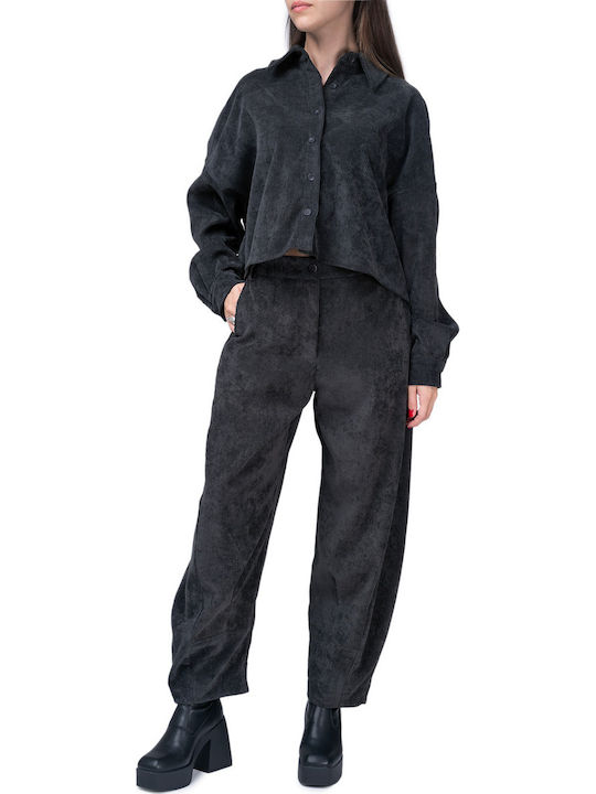 Damen Stoff Hose Carbon