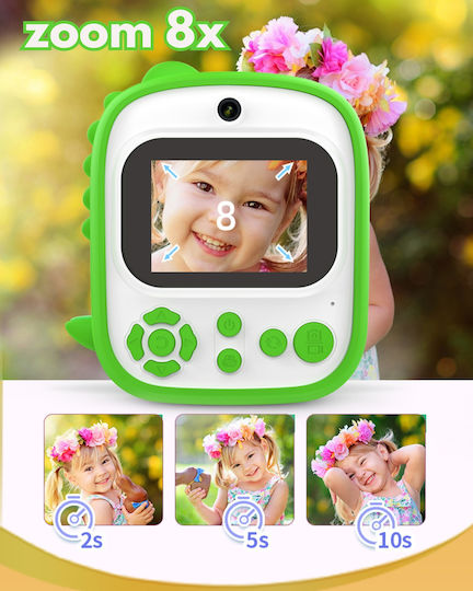 Cameră Pentru Copii Smartic Hd 1080p Rezoluție Baterie 800mah Ecran 2.4 Inch Card Memorie 32 Gb Funcție Imprimare Instantă Un Joc Încorporat 3 Role Imprimare Mp3 Mod Selfie 5 Carduri