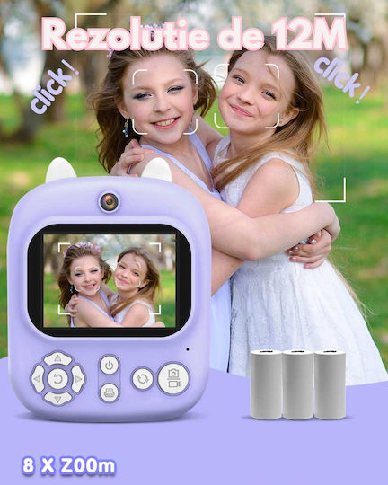 Cameră Pentru Copii Smartic Hd 1080p Rezoluție Baterie 800mah Ecran 2.4 Inch Card Memorie 32 Gb Funcție Imprimare Instantă Un Joc Integrat 3 Role Imprimare Mp3 Mod Selfie Usb Tip