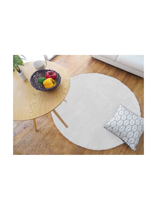 Strado Carpets Αντιολισθητικό Χαλί Στρογγυλό Shaggy White Φ200cm