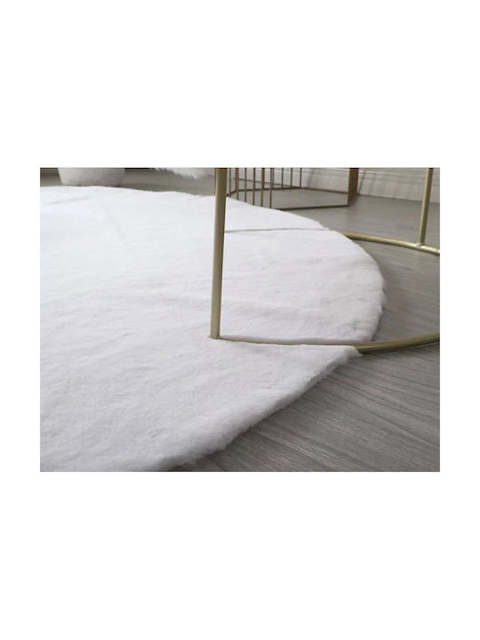 Strado Carpets Αντιολισθητικό Χαλί Στρογγυλό Shaggy White Φ200cm