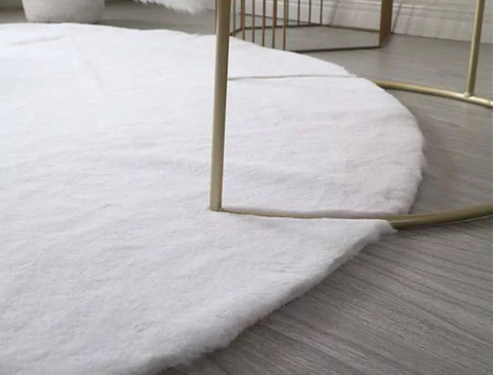 Strado Carpets Αντιολισθητικό Χαλί Στρογγυλό Shaggy White Φ200cm