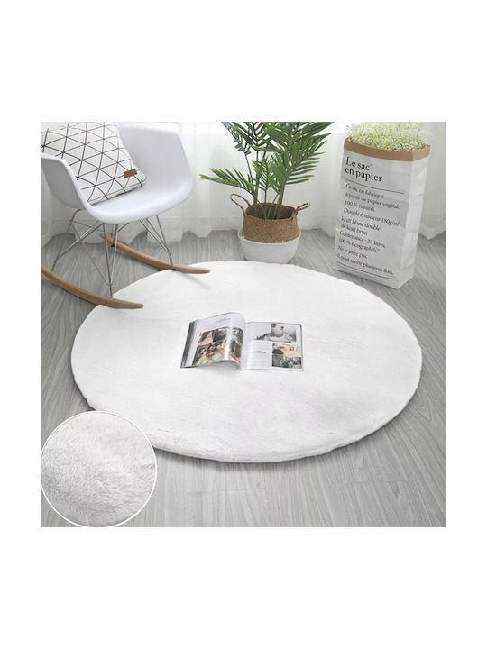 Strado Carpets Αντιολισθητικό Χαλί Στρογγυλό Shaggy White Φ200cm
