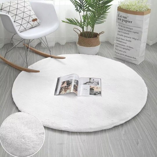Strado Carpets Αντιολισθητικό Χαλί Στρογγυλό Shaggy White Φ200cm