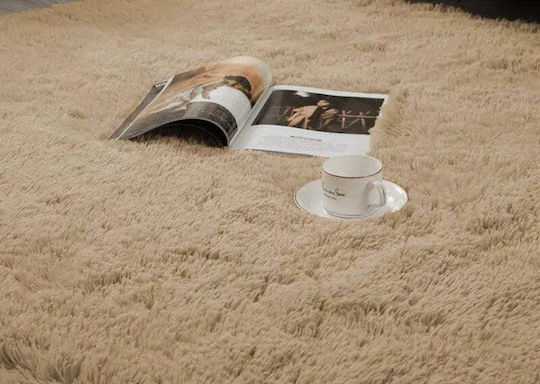 Strado Teppich Rechteckig Synthetisch,Polyester/Cotton/Leather Cappuccino Camel (Light Brown)