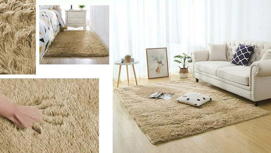 Strado Teppich Rechteckig Synthetisch,Polyester/Cotton/Leather Cappuccino Camel (Light Brown)