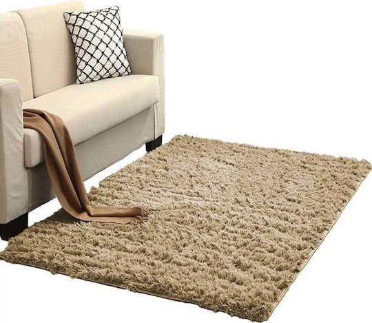 Strado Teppich Rechteckig Synthetisch,Polyester/Cotton/Leather Cappuccino Camel (Light Brown)