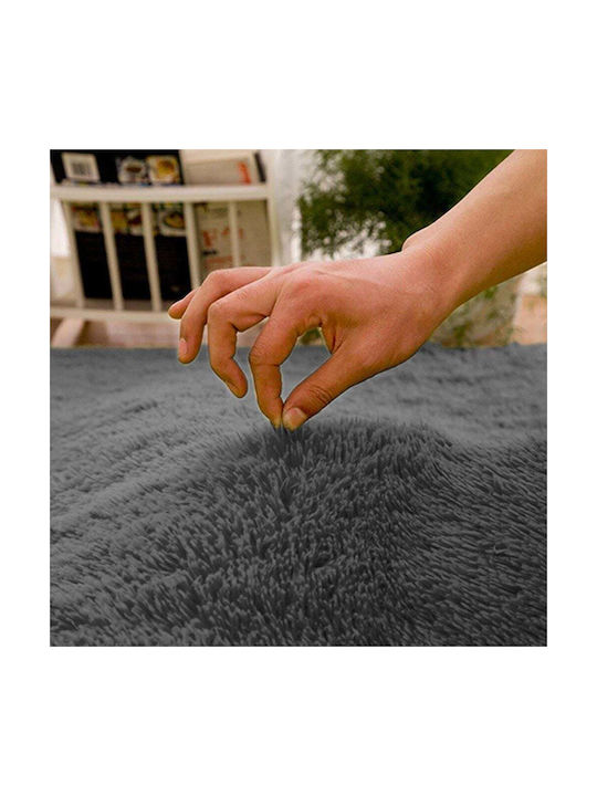 Strado Carpets Αντιολισθητικό Χαλί Στρογγυλό Shaggy Dark Grey Φ80cm