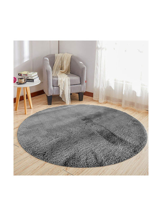 Anti-slip Rug Round Silver (light Grey)