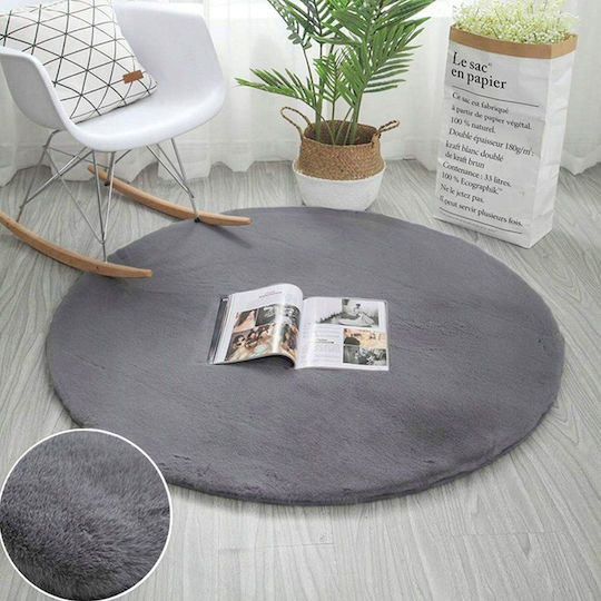 Αντιολισθητικό Χαλί Στρογγυλό Silver (light Grey) Φ90cm