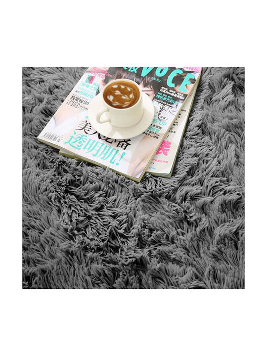 Strado Carpets Rutschfest Teppich Rund Synthetisch,Polyester/Cotton/Leather Silverfur (light Gray)