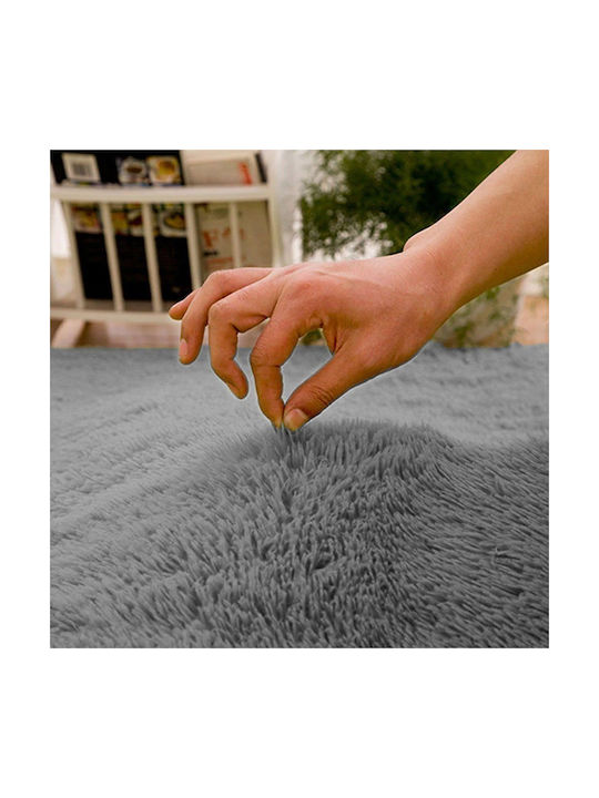 Strado Carpets Rutschfest Teppich Rund Synthetisch,Polyester/Cotton/Leather Silverfur (light Gray)