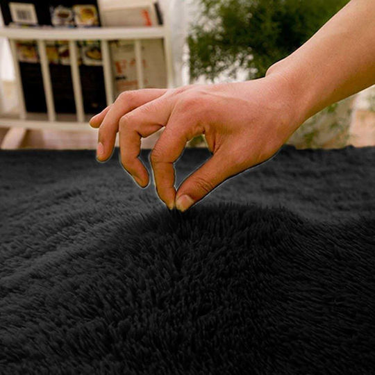 Strado Carpets Αντιολισθητικό Χαλί Στρογγυλό Shaggy Μαύρο Φ300cm