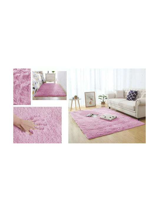 Strado Carpets Rug Rectangular Shaggy Pink